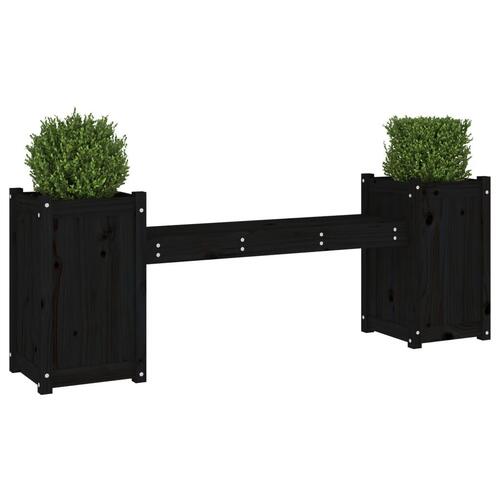 Bænk med plantekasser 180x36x63 cm massivt fyrretræ sort