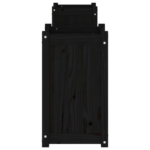 Bænk med plantekasser 180x36x63 cm massivt fyrretræ sort