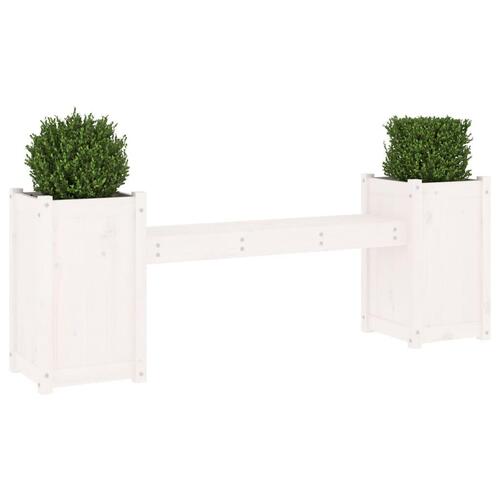Bænk med plantekasser 180x36x63 cm massivt fyrretræ hvid