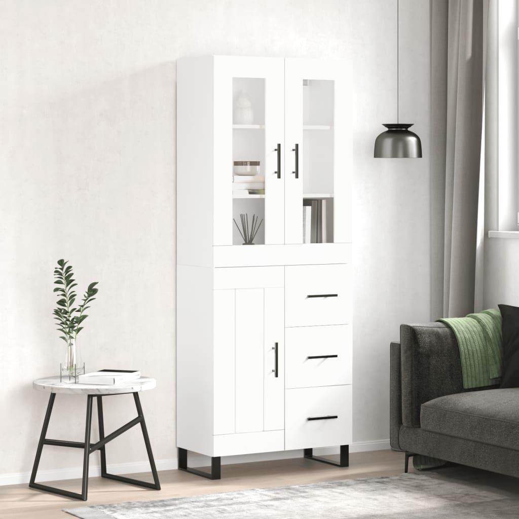 Højskab 69,5x34x180 cm konstrueret træ hvid billede