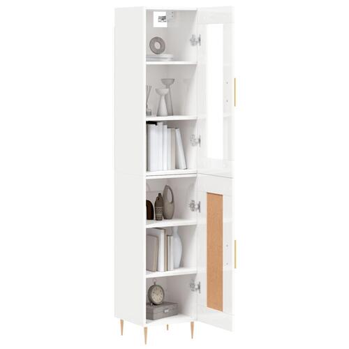 Skab 34,5x34x180 cm konstrueret træ hvid højglans