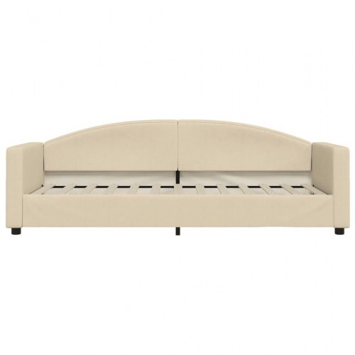 Daybed 80×200 cm i stof - cremefarvet sovesofa med ryglæn og armlæn