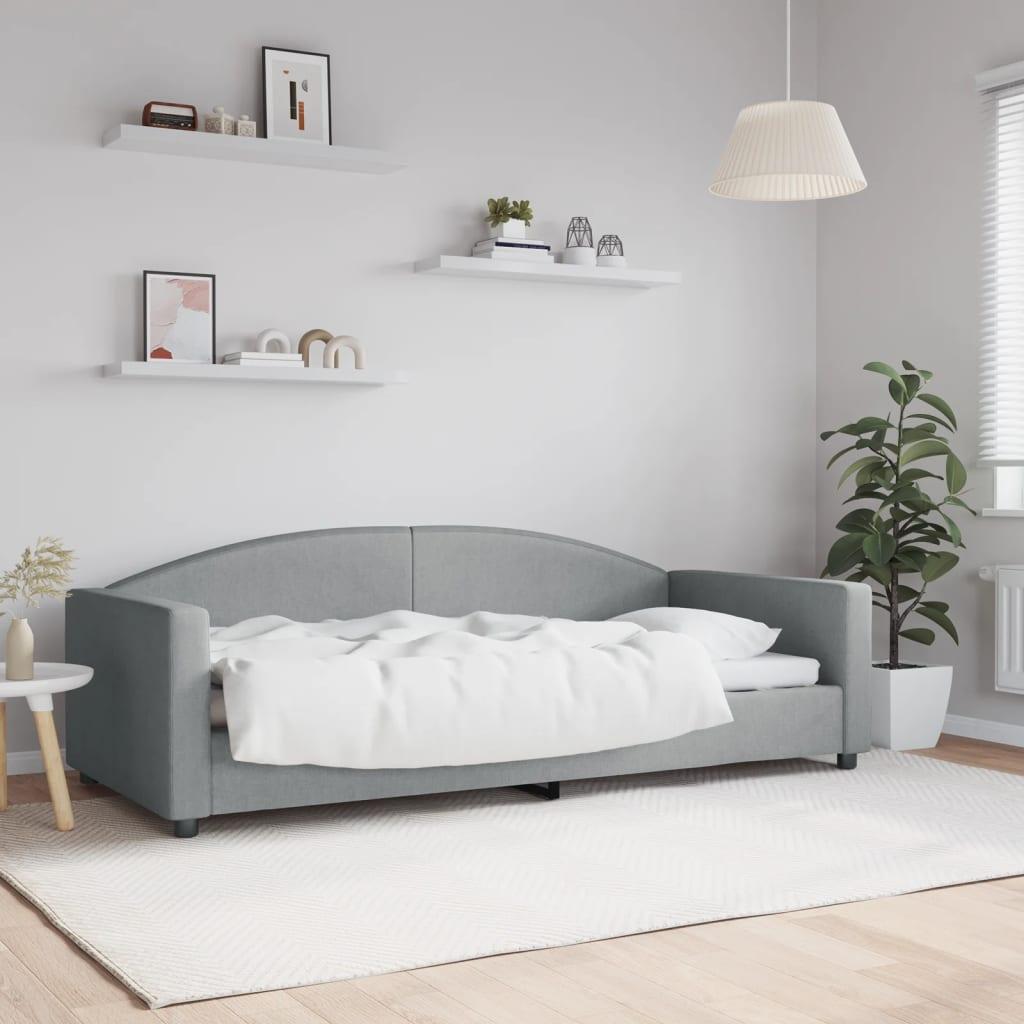 daybed 90x200 cm stof lysegrå