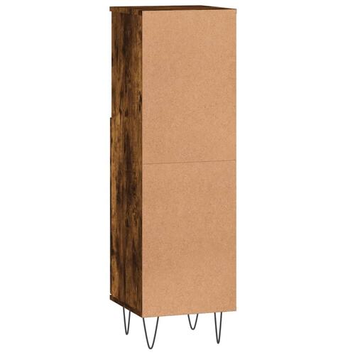 Badeværelsesskab 30x30x100 cm konstrueret træ røget egetræ