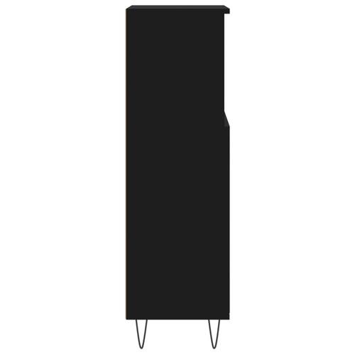 Badeværelsesskab 30x30x100 cm konstrueret træ sort