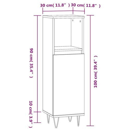 Badeværelsesskab 30x30x100 cm konstrueret træ sort