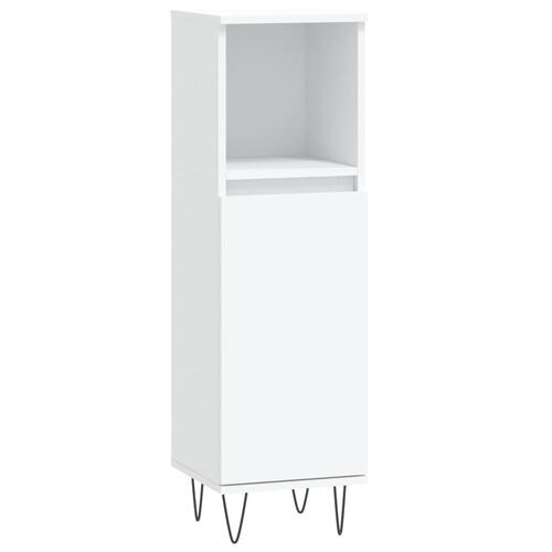 Badeværelsesskab 30x30x100 cm konstrueret træ hvid