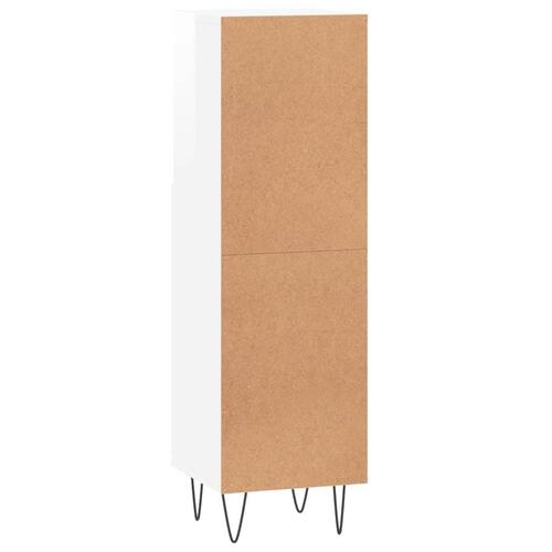 Badeværelsesskab 30x30x100 cm konstrueret træ hvid højglans
