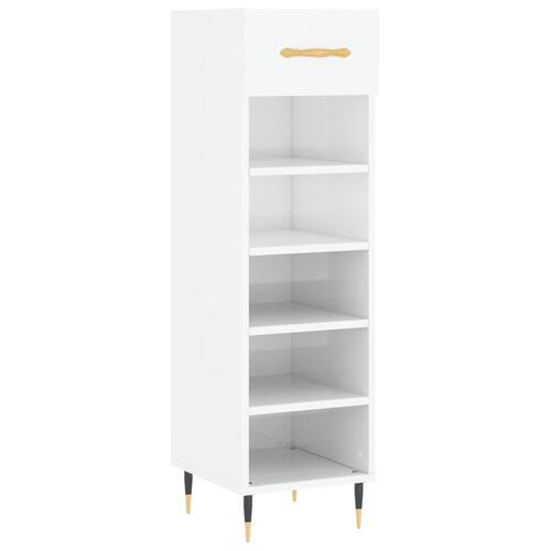 Skoreol 30x35x105 cm konstrueret træ hvid højglans