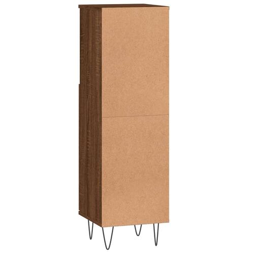 Badeværelsesskab 30x30x100 cm konstrueret træ brunt egetræ