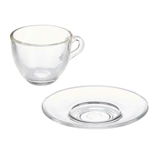 Kop og tallerken Gennemsigtig Glas 85 ml (6 enheder)