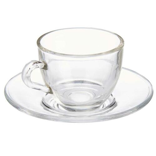 Kop og tallerken Gennemsigtig Glas 85 ml (6 enheder)