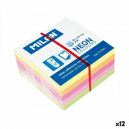 Milan klæbende huskesedler - Neon, 50 × 50 mm, 12 blokke