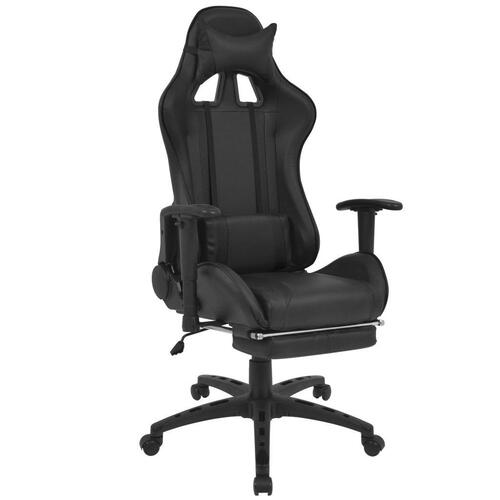 Gamerstol med lænefunktion og fodstøtte sort