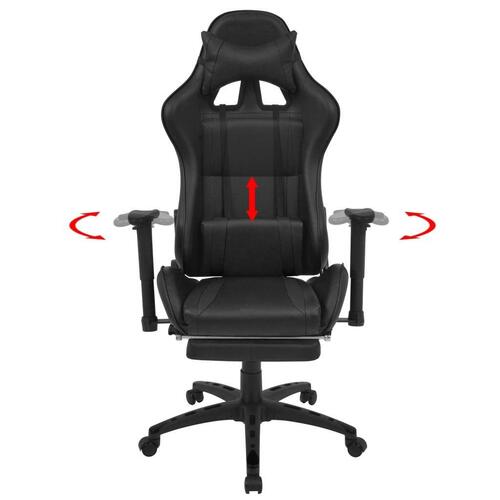 Gamerstol med lænefunktion og fodstøtte sort