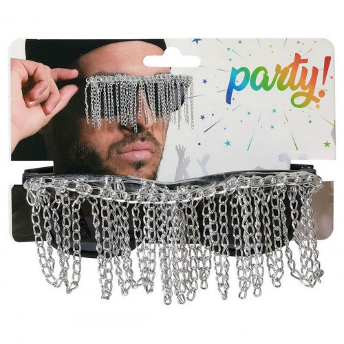 Briller med kæder - Sort/Sølvfarvet kostumetilbehør