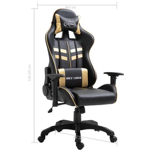 Gamingstol kunstlæder guldfarvet