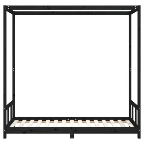 Sengeramme til juniorseng 90x190 cm - massivt fyrretræ, sort