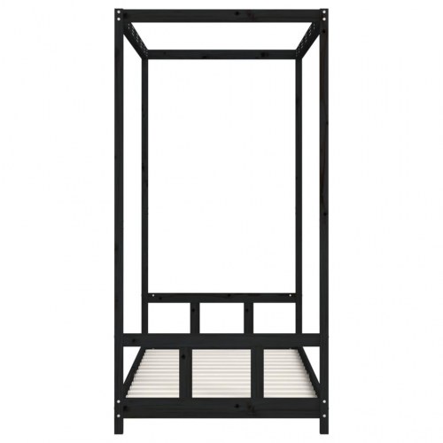 Sengeramme til juniorseng 90x190 cm - massivt fyrretræ, sort