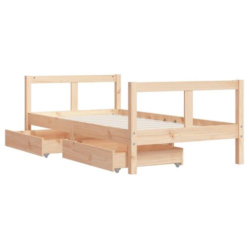 Sengeramme til juniorseng m. skuffer 80x160 cm massivt fyrretræ
