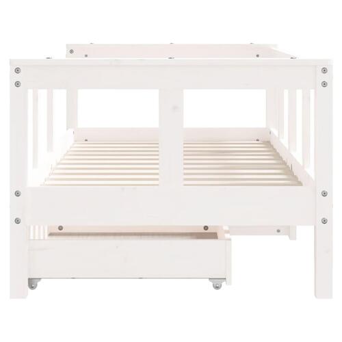 Sengeramme til juniorseng m. skuffer 70x140 cm massivt fyr hvid