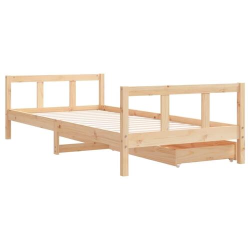 Sengeramme til juniorseng m. skuffer 90x200 cm massivt fyr