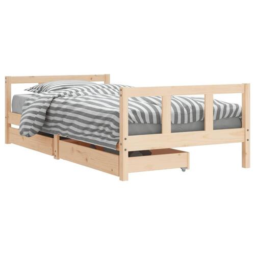 Sengeramme til juniorseng m. skuffer 90x190 cm massivt fyr