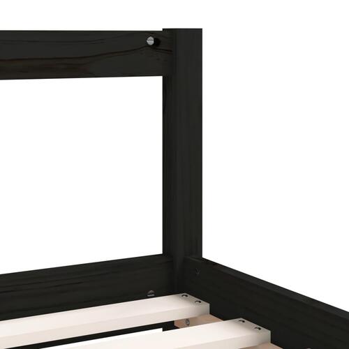 Sengeramme til juniorseng m. skuffer 80x160 cm massivt fyr sort