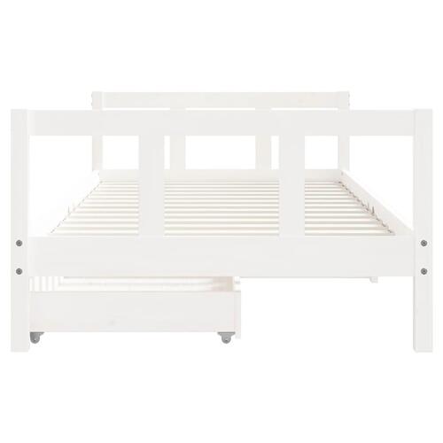 Sengeramme til juniorseng m. skuffer 90x190 cm massivt fyr hvid