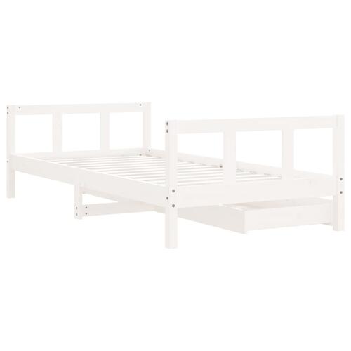 Sengeramme til juniorseng m. skuffer 90x190 cm massivt fyr hvid