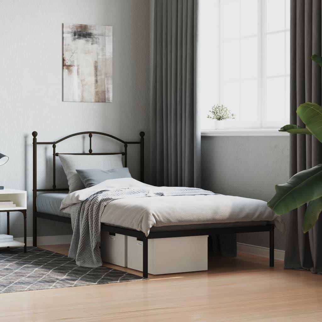 Sengeramme med sengegavl 100x190 cm metal sort
