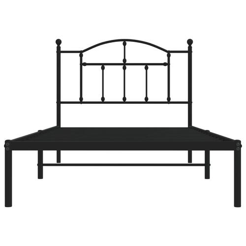 Sengeramme med sengegavl 100x190 cm metal sort