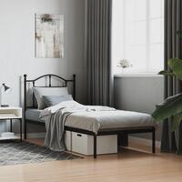 Sengeramme med sengegavl 90x200 cm metal sort