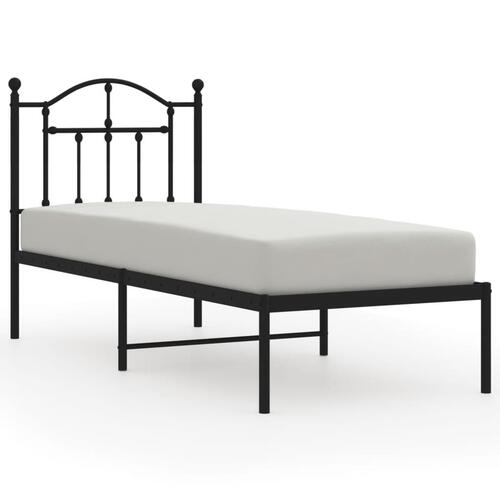 Sengeramme med sengegavl 75x190 cm metal sort