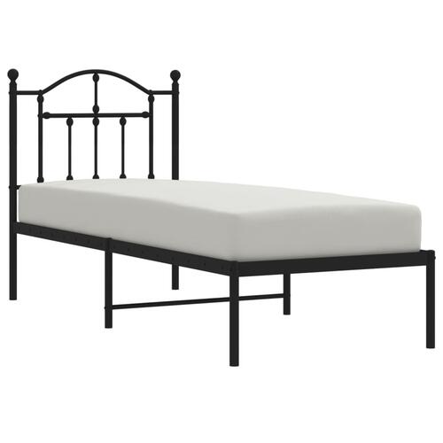 Sengeramme med sengegavl 75x190 cm metal sort