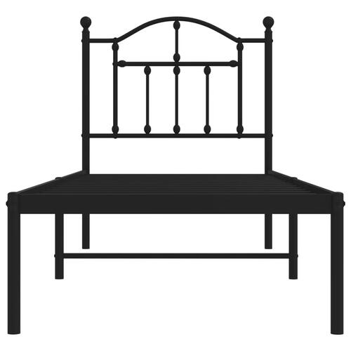 Sengeramme med sengegavl 75x190 cm metal sort