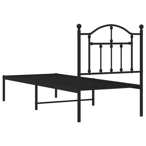 Sengeramme med sengegavl 75x190 cm metal sort