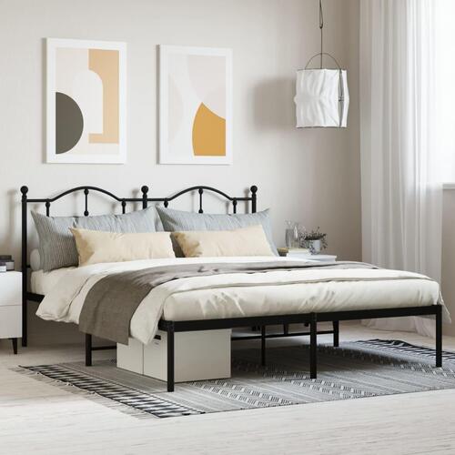 Sengeramme med sengegavl 160x200 cm metal sort