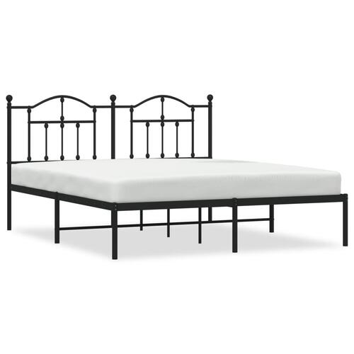 Sengeramme med sengegavl 160x200 cm metal sort