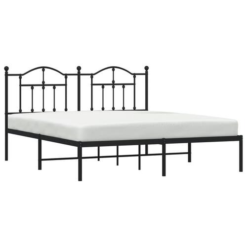 Sengeramme med sengegavl 160x200 cm metal sort