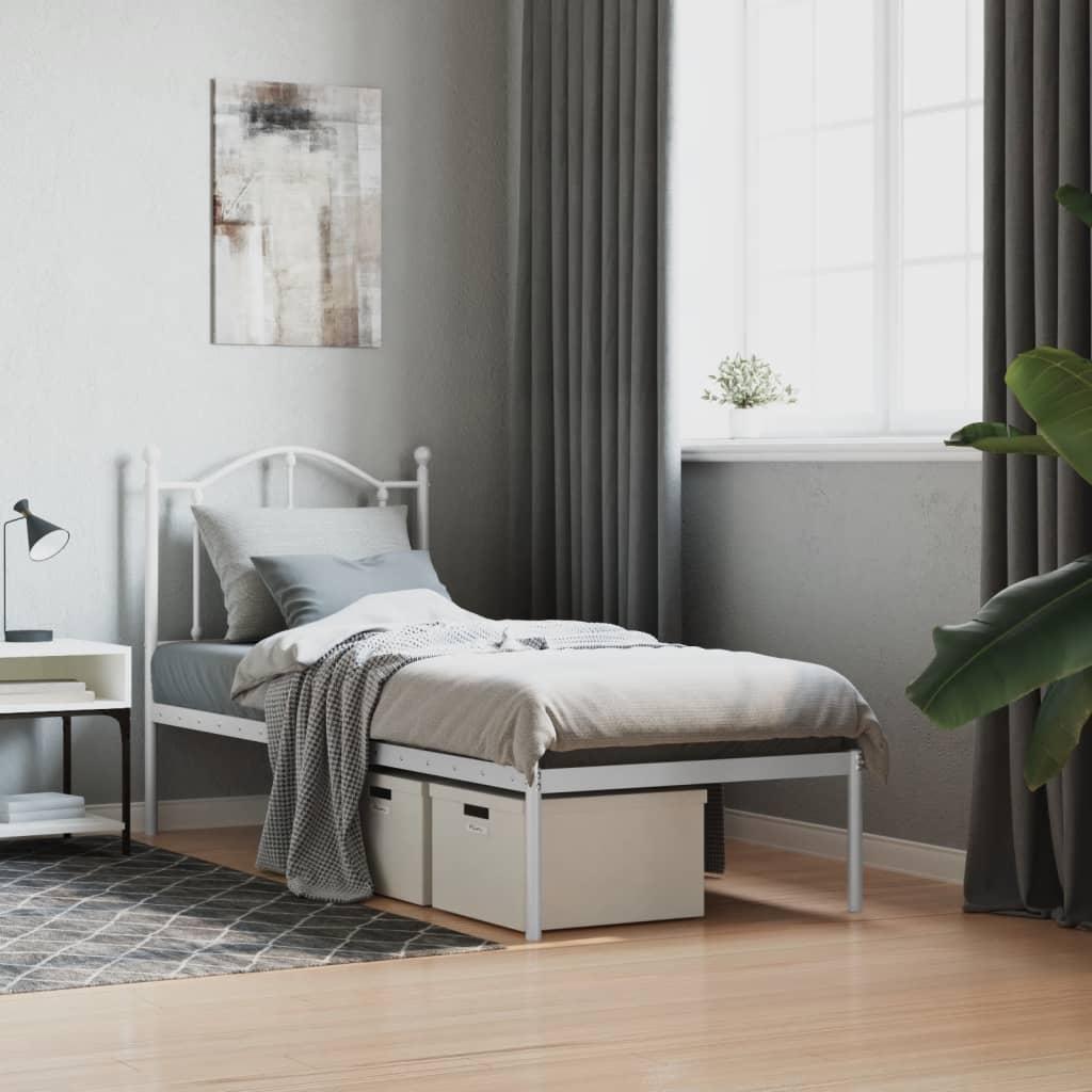 Sengeramme uden madras med hovedgærde 75x190 cm hvid