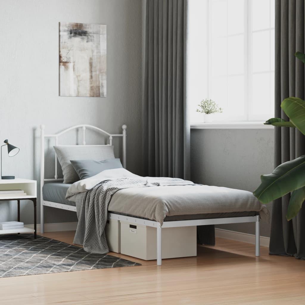 Sengeramme med sengegavl 90x190 cm metal hvid