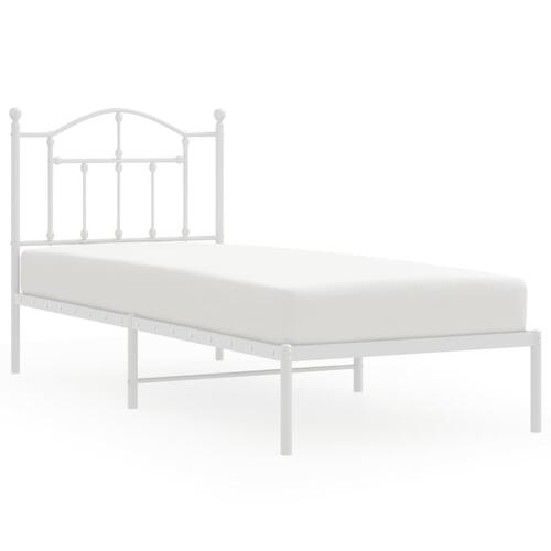Sengeramme med sengegavl 90x190 cm metal hvid