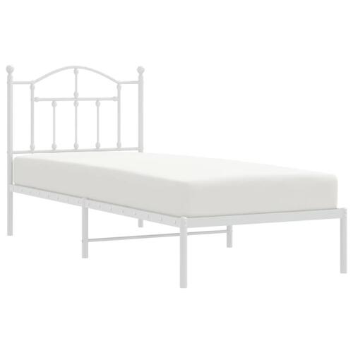 Sengeramme med sengegavl 90x190 cm metal hvid