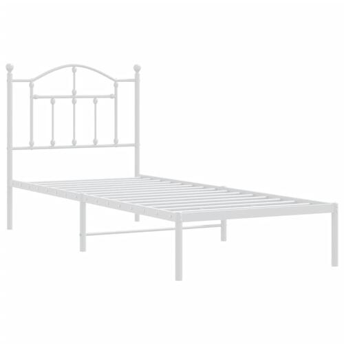 Sengeramme med sengegavl 90x190 cm metal hvid