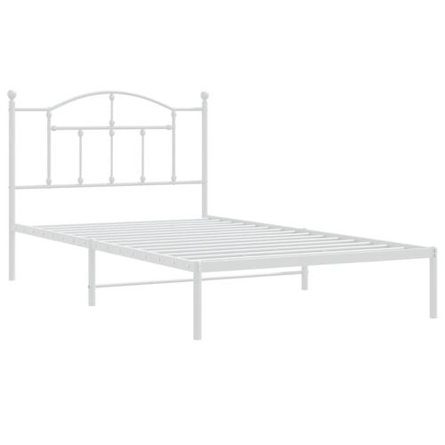 Sengeramme med sengegavl 100x200 cm metal hvid