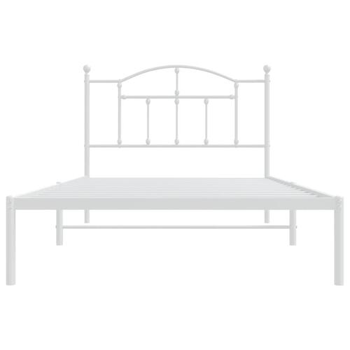 Sengeramme med sengegavl 100x200 cm metal hvid