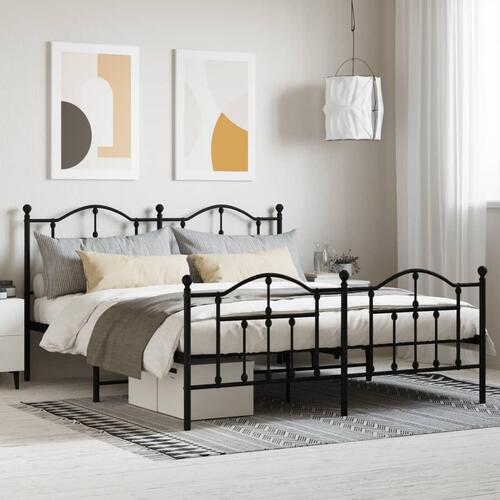 Sengeramme uden madras med fodgærde 160x200 cm sort