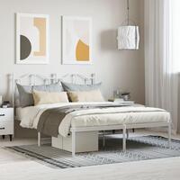 Sengeramme med sengegavl 150x200 cm metal hvid