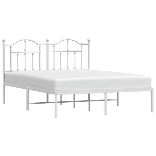 Sengeramme med sengegavl 150x200 cm metal hvid